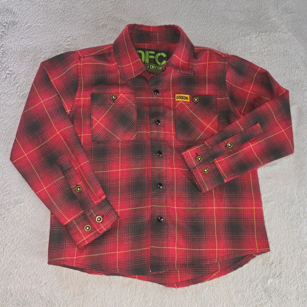 Dixxon Flannel Co Youth XS Red Black Plaid D-Tech J&P Cycles Button Up Shirt